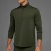 T-shirt à manches longues Conquer Reform avec zip 1/4 - Vert olive