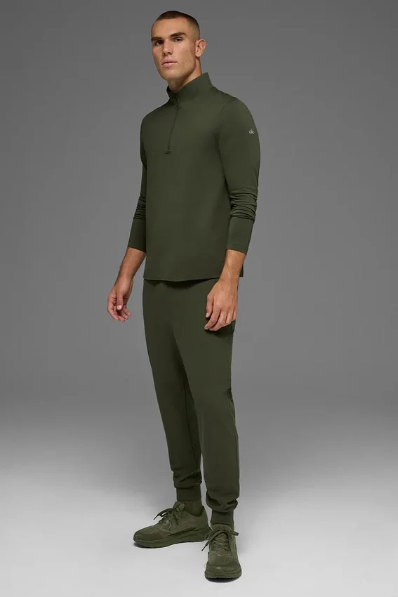 T-shirt à manches longues Conquer Reform avec zip 1/4 - Vert olive