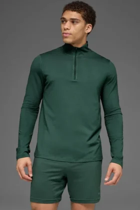 T-shirt à manches longues Conquer Reform à fermeture éclair 1/4 - Vert trèfle