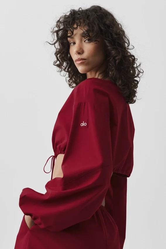 T-shirt à manches longues court en coton « Real Deal » - Rouge « Summer Romance »