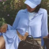 T-shirt à manches longues court Unmatched - Bleu Provence clair