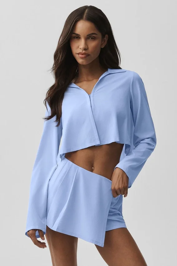 T-shirt à manches longues court Unmatched - Bleu Provence clair