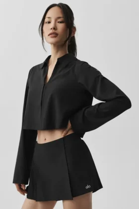 T-shirt à manches longues court « Unmatched » - Noir