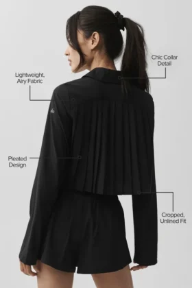 T-shirt à manches longues court « Unmatched » – Noir