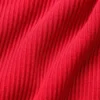 T-shirt à manches longues dos nu en maille denim - Rouge vif