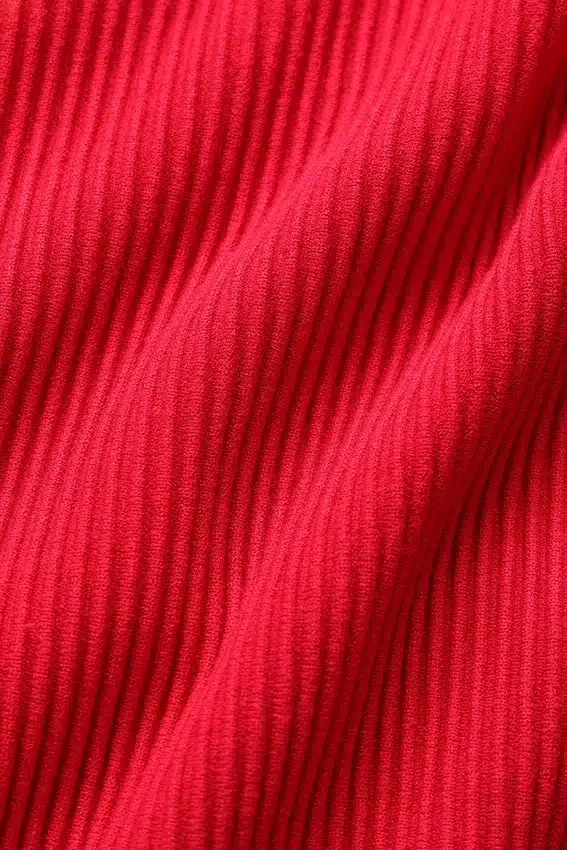 T-shirt à manches longues dos nu en maille denim - Rouge vif