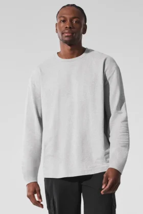 T-shirt à manches longues Double Take - Gris chiné athlétique