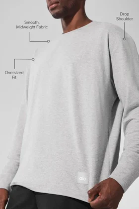 T-shirt à manches longues Double Take – Gris chiné athlétique