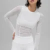 T-shirt à manches longues en maille Winter Twilight - Blanc