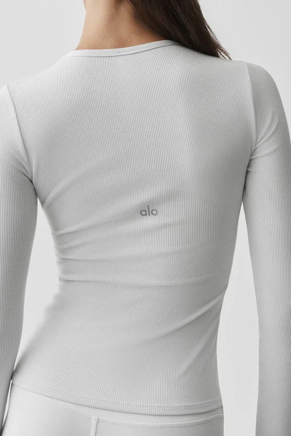 T-shirt à manches longues en modal côtelé - Blanc