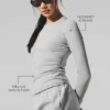 T-shirt à manches longues en modal côtelé – Gris athlétique chiné