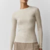 T-shirt à manches longues en modal côtelé - Oatmeal Heather