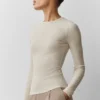 T-shirt à manches longues en modal côtelé - Oatmeal Heather