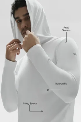 T-shirt à manches longues et capuche Conquer Reform – Blanc