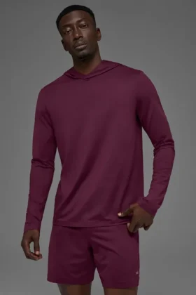 T-shirt à manches longues et capuche Conquer Reform - Burgundy