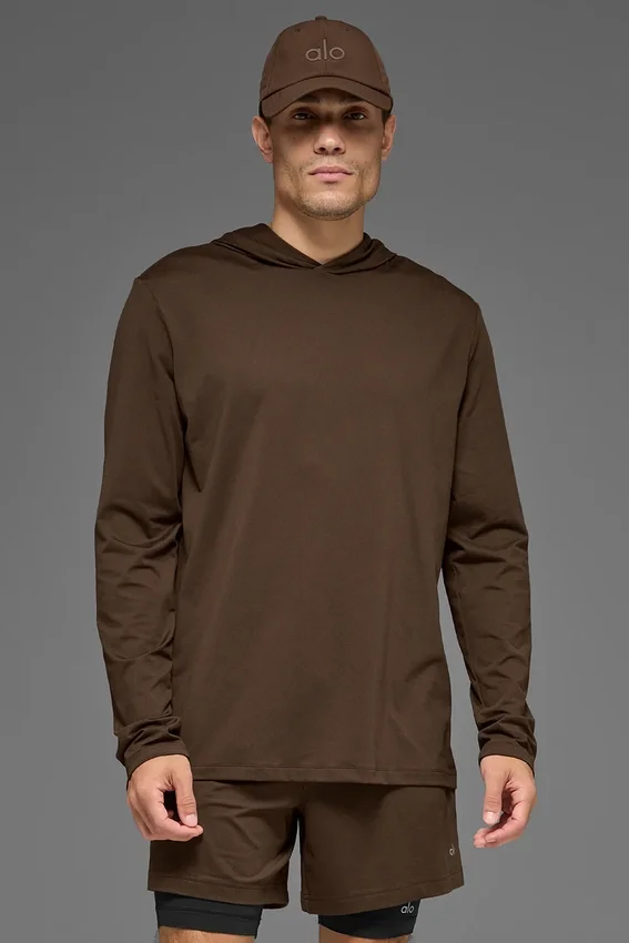 T-shirt à manches longues et capuche Conquer Reform - Espresso