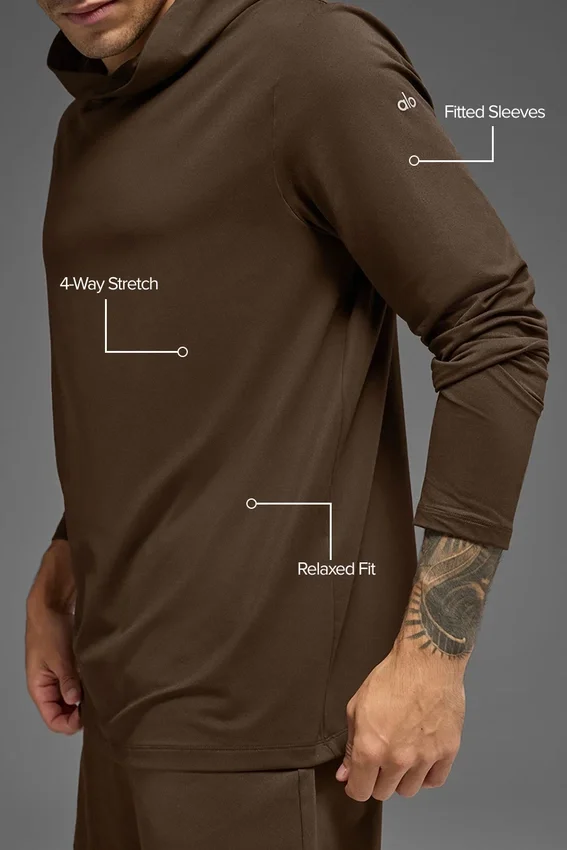 T-shirt à manches longues et capuche Conquer Reform - Espresso