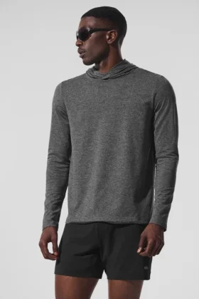 T-shirt à manches longues et capuche Conquer Reform - Gris chiné foncé