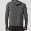 T-shirt à manches longues et capuche Conquer Reform - Gris chiné foncé