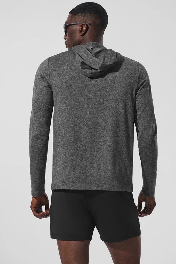 T-shirt à manches longues et capuche Conquer Reform - Gris chiné foncé