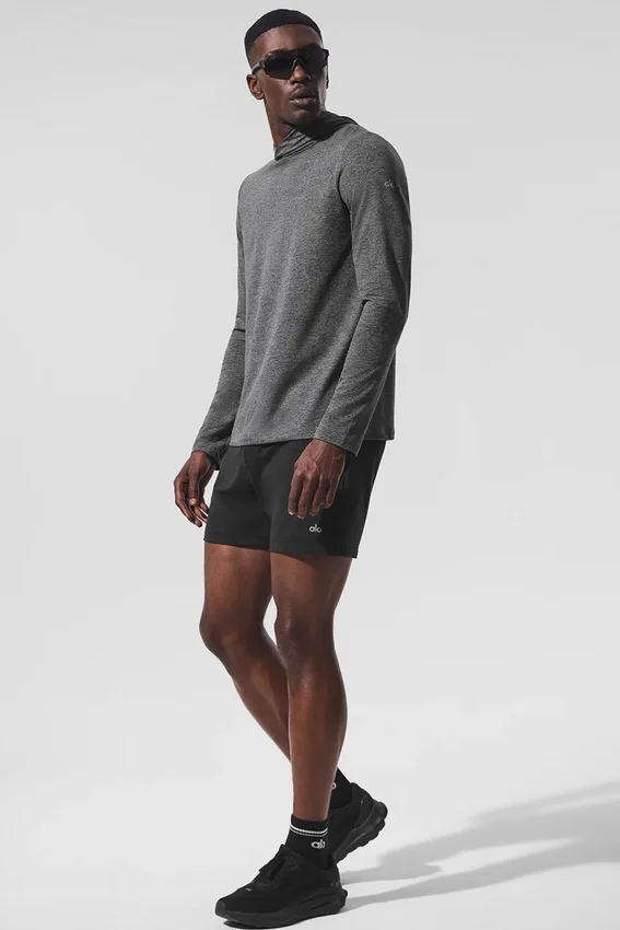 T-shirt à manches longues et capuche Conquer Reform - Gris chiné foncé