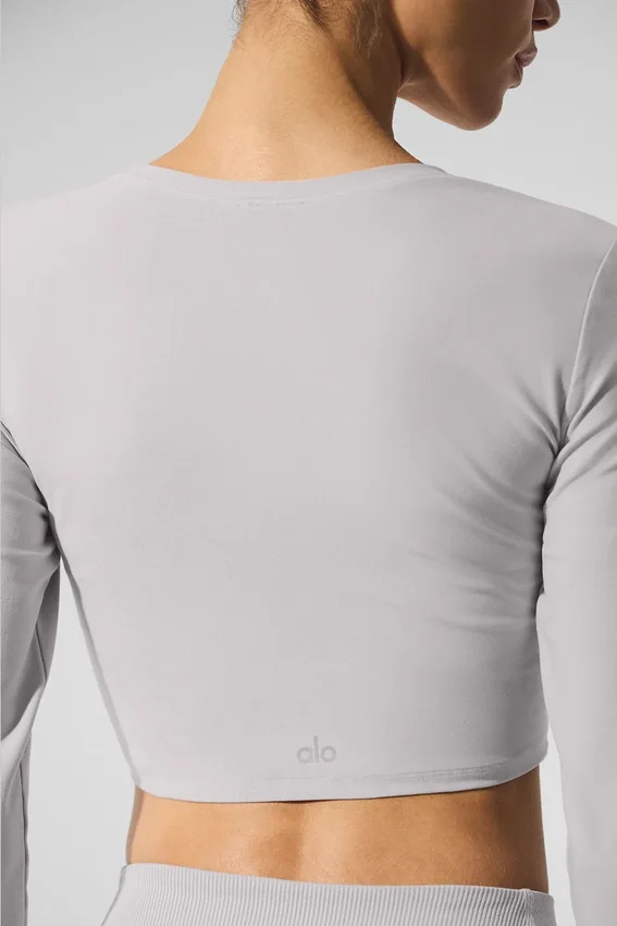 T-shirt à manches longues « Finesse » en Alosoft délavé - Gris « Sky Wash »