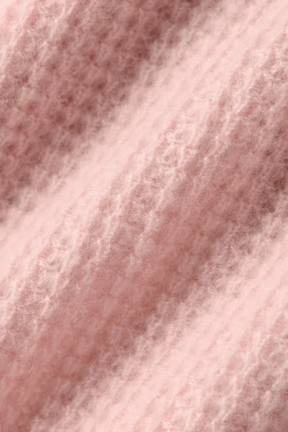 T-shirt polo en cachemire moelleux à motif gaufré - Quartz rose