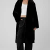 Trench oversize en fausse fourrure - Noir