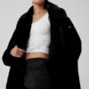 Trench oversize en fausse fourrure - Noir
