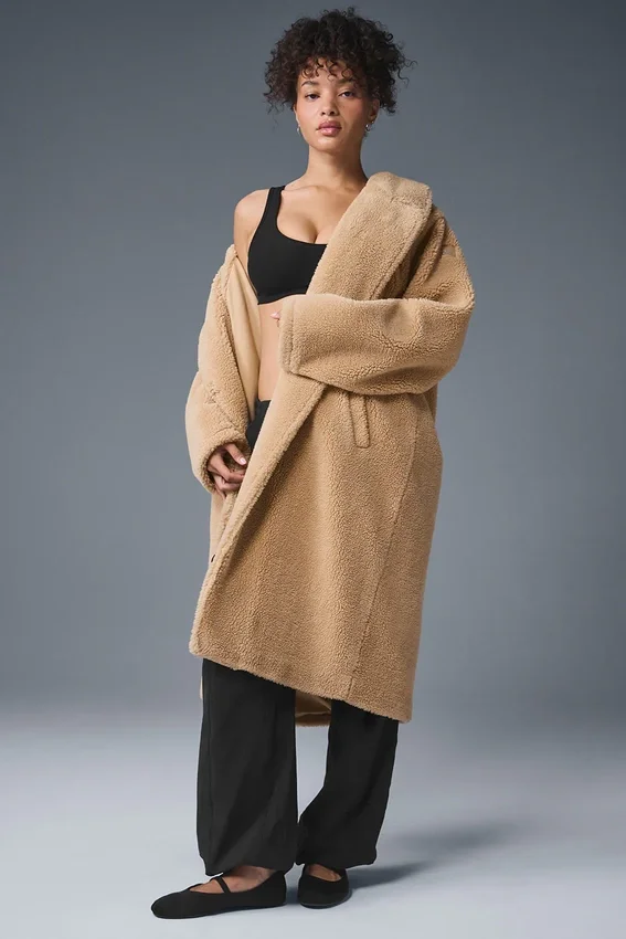 Trench oversize en sherpa - Camel