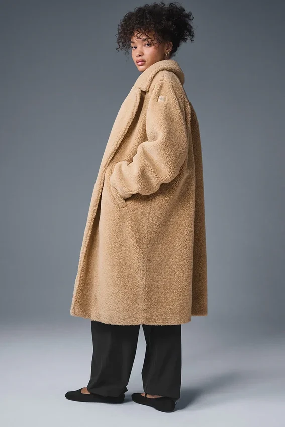 Trench oversize en sherpa - Camel