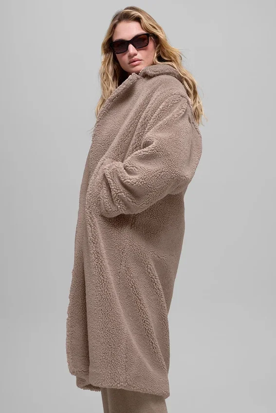 Trench oversize en sherpa - Chai Latte