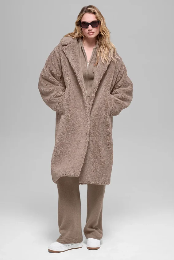 Trench oversize en sherpa - Chai Latte