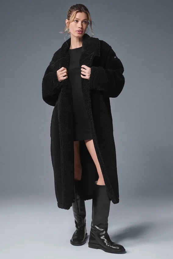 Trench oversize en sherpa - Noir