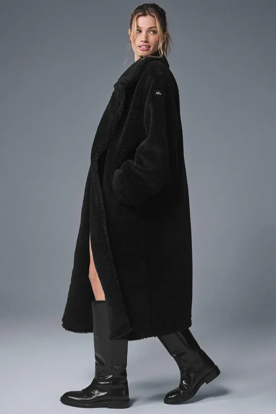 Trench oversize en sherpa - Noir