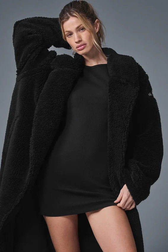 Trench oversize en sherpa - Noir