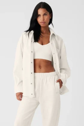 Veste-chemise « Mountain Side » en velours côtelé - Ivoire