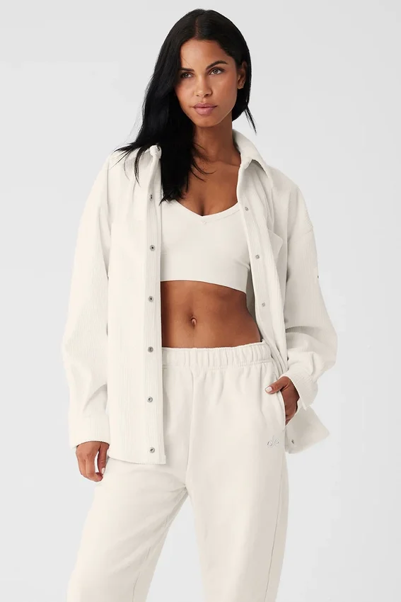 Veste-chemise « Mountain Side » en velours côtelé - Ivoire