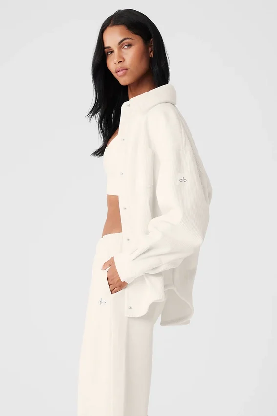 Veste-chemise « Mountain Side » en velours côtelé - Ivoire