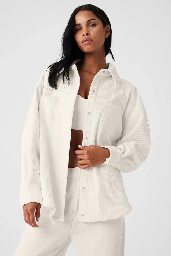 Veste-chemise « Mountain Side » en velours côtelé - Ivoire
