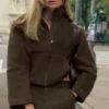 Veste « City Girl » en laine double face - Espresso
