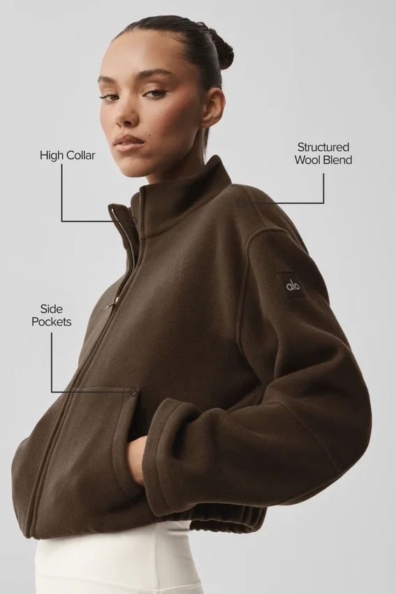 Veste « City Girl » en laine double face - Espresso