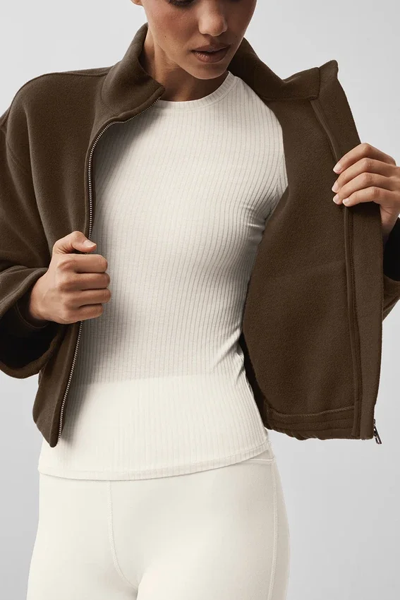 Veste « City Girl » en laine double face - Espresso