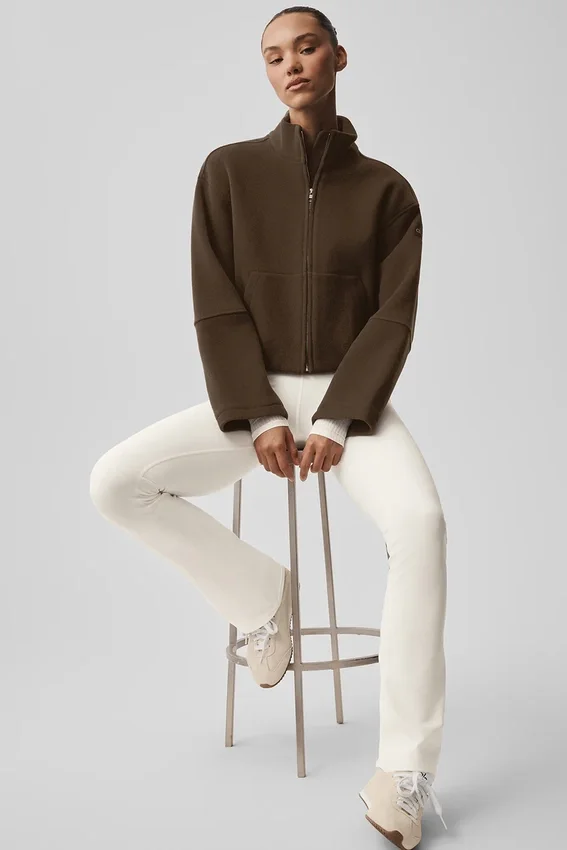 Veste « City Girl » en laine double face - Espresso