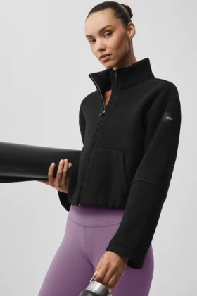 Veste City Girl en laine double face - Noir