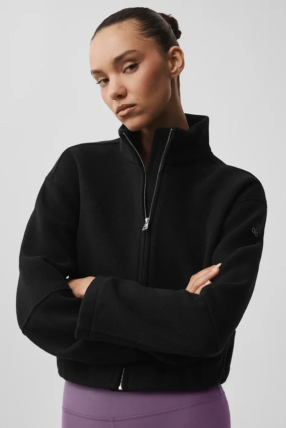 Veste City Girl en laine double face - Noir