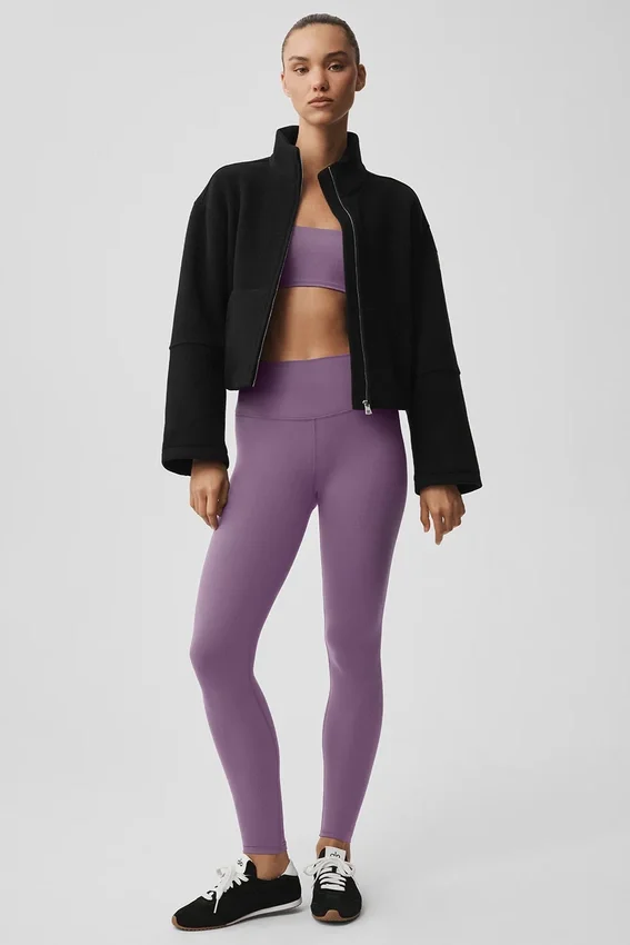 Veste City Girl en laine double face - Noir