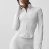 Veste corset Airbrush à fermeture éclair intégrale - Blanc