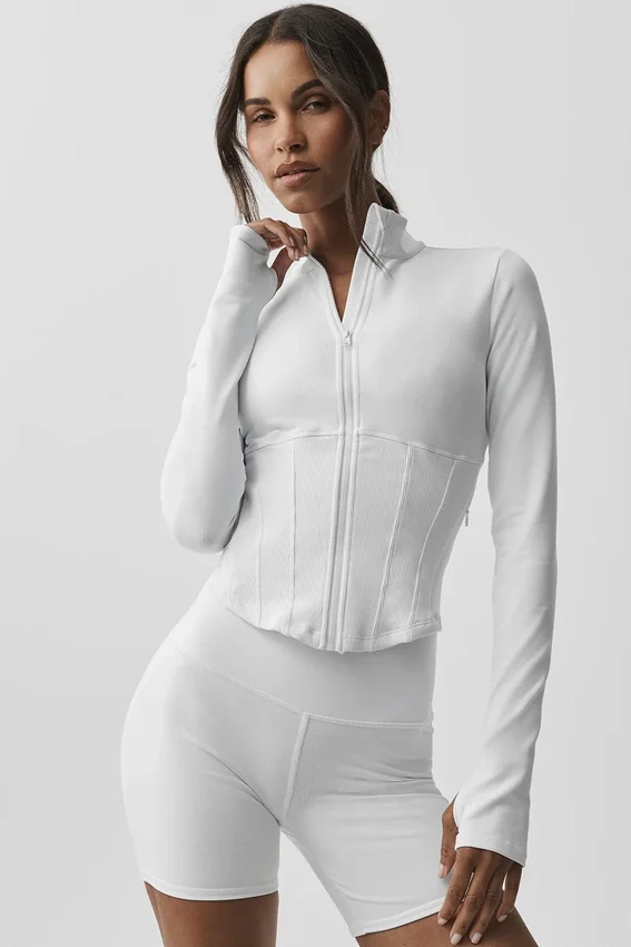 Veste corset Airbrush à fermeture éclair intégrale - Blanc