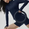 Veste corset Airbrush à fermeture éclair intégrale - Bleu marine